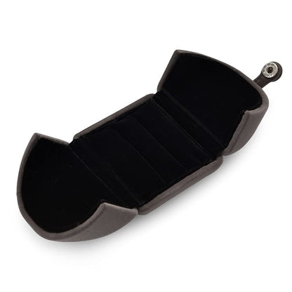 Papten 180° Open 2 Slots Velvet Ring Box Ring Holder Ring Bearer Box Wedding Day Jewelry Gift Box For Engagement Proposal Wedding (Gray)
