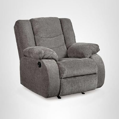 Signature Design by Ashley Tulen Contemporary Rocker Recliner, Gentle Rocking Motion, Pull Tab Reclining, Fabric Upholstery, 39" W x 40" D x 40" H, Dark Gray