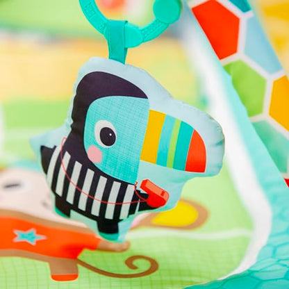 Bright Starts Grip & Kick Oball Activity Gym, Soccer Theme with Easy-Grasp Baby Toys, Baby Play Gym, Kick Pad with Activated Lights & Tummy Time Pillow, Unisex, Newborn+