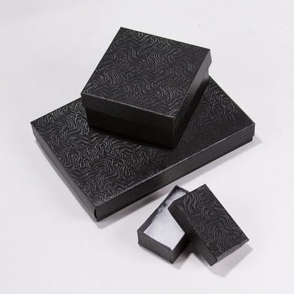 RJ Displays 6 Pack Cotton Filled Matte Black Color Paper Cardboard Large Jewelry Set, Bracelets, Watches, Crystals Gift Packaging Boxes and Retail Display Size 8 1/8" x 5 5/8" x 1 3/8" Inch (Matte Black)