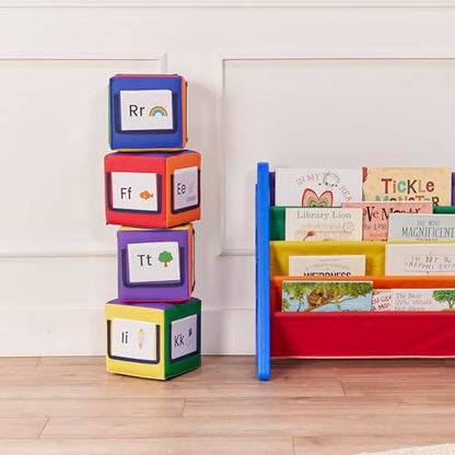 ECR4Kids SoftZone Picture Me Building Block Playset, Stacking Cubes, Assorted, 4-Pack