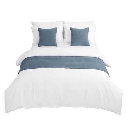 AMBERIS Bed Runner Single Layer Chenille Blue, Modern Style Bed Scarves for Home Hotel Decorations (Pillowcases Sold Separately)