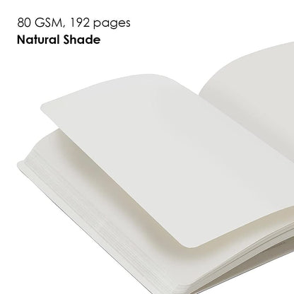 myPAPERCLIP Executive Series Medium Plain Notebook | 192 Pages, 80 GSM, Soft Cover, Medium Size (5 x 8.25 in) | Flat Lay | Bookmark, Elastic Closure & Back Pocket | Blue