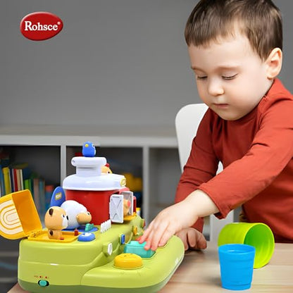 Baby Pop Up Toy with Music- Cause and Effect Pop Up Animal Toys for 6-12 Months Toddlers, 1 Year Old Babies Boys Girls, Infant Interactive Early Learning Educational Montessori Gifts