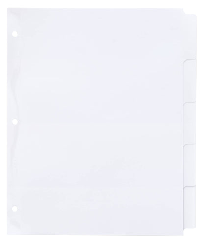Office Essentials Big Tab Write-On Dividers, 8-1/2 x 11, 5-Tab, White, 12 Pack (24846)