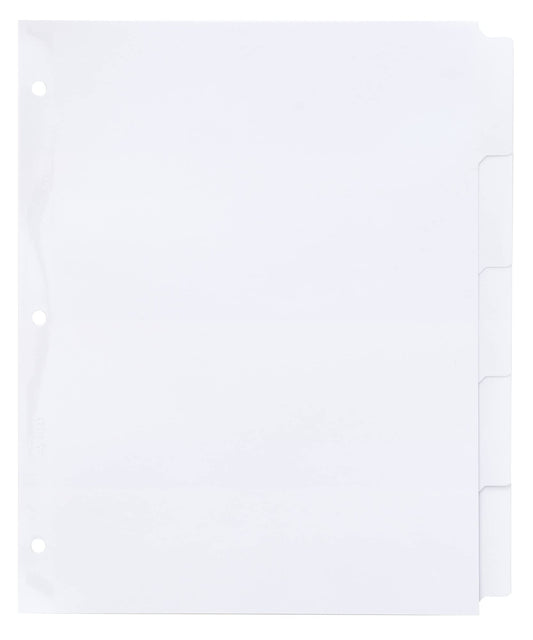 Office Essentials Big Tab Write-On Dividers, 8-1/2 x 11, 5-Tab, White, 12 Pack (24846)