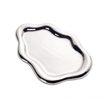 JungleRed Jewelry Tray, Ceramic Tray, Trinket Dish, Cloud Jewelry Dish, Ring Key Dish, Birthday, Mother's Day, Christmas, Thanksgiving Gifts for Women Friends(Silver), Silvery