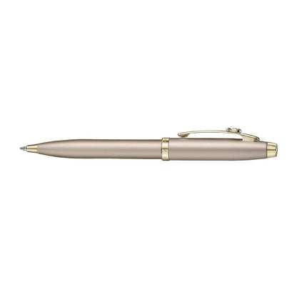 Sheaffer 100 Emily in Paris 9377 Collection, Champagne Gold Pen with PVD Gold Trims, Bow-Shaped Clip (Ballpoint Pen and Full-Grain Credit Card Holder - RFID protection with 4 card slots)