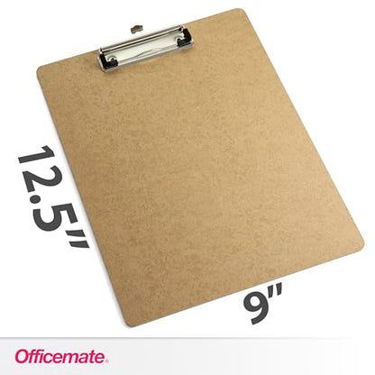 Officemate Recycled Wood Clipboards, Low Profile Clip, 6 Pack Clipboards, Letter Size (9 x 12.5 Inches), Brown (83806)