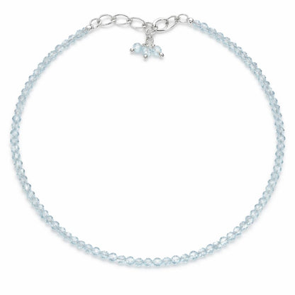 Gempires Aquamarine Bracelet for Women | Dainty Handmade Gemstone Beads 2.5 mm | Minimalist Stacking Bracelet | Lightweight Everyday Jewelry | March Birthstone Gift