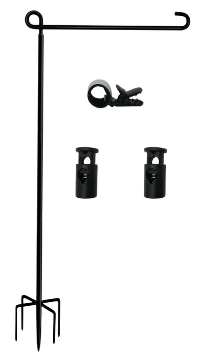 Garden Flag Stand-Holder-Pole High 50 Inch with 5 Prong Base Garden Flag Stopper and Anti-Wind Clip for Small Garden Flags 12 x 18,Decorative Flags,Yard Flags,Seasonal Flags 2 Pack