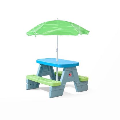 Step2 Sun & Shade Kids Picnic Table with Removeable Umbrella, Indoor/Outdoor Toys, Fits 4 Children, Made of Durable Plastic, For Toddlers 1.5-4 Years Old