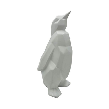 Comfy Hour 7" Modern Penguin Figurine, Scandinavian Animal Decor, Minimalist Geometric Statue for Home Office, White Polyresin Artisan Crafted Sculpture, 1 Unit