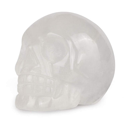 Artistone 2.0" Clear Quartz Crystal Skull Head Decor Statue Healing Stones,Hand Carved Gemstone Skull Figurine Stone for Halloween Carnival Party,Personality Bar,Home,Office