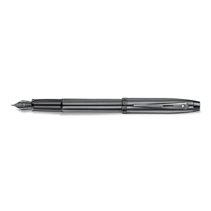 Sheaffer 100 E9375 Pearlescent Dark Gray Gunmetal with PVD Appointments Pen | Premium Gray Pen | Premium Pen Gift box (Fountain (Medium))