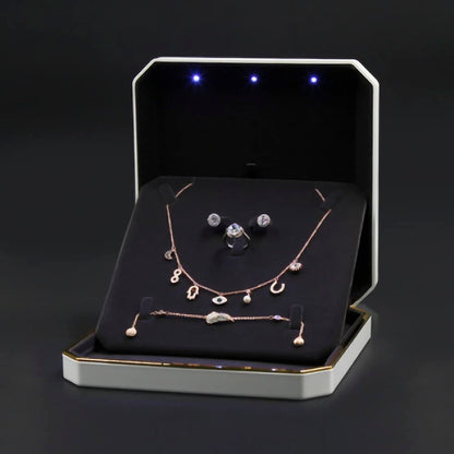 HSLFUAI Large Necklace Box, Necklace Gift Box with Led Light,Jewelry Box for Necklace,Jewelry Gift Box for Wedding, Birthday, Valentine' Day, Mother'S Day, Christmas
