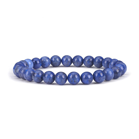 Cherry Tree Collection Dumortierite Beaded Bracelet – Genuine 8mm Gemstone Stretch Bracelet for Men & Women – Handmade Crystal Bracelet - (Dumortierite - M)