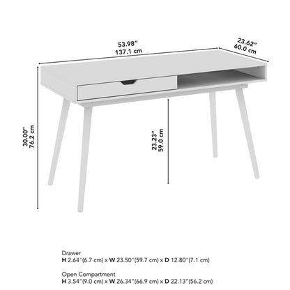 Bush Home Nora 54W Writing Desk with Storage in Natural Oak | Large Wooden Computer Table for Home Office, Study Room, or Entryway