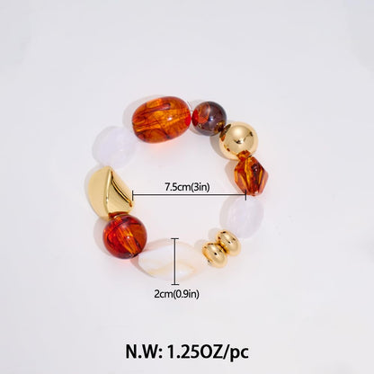 FAUTHENTICUTE Chunky Beaded Bracelets for Women, Retro Mixed Resin Beads Bracelet, Trendy Stretchy Womens Bracelet for Daily Wear Boho Jewelry Gifts