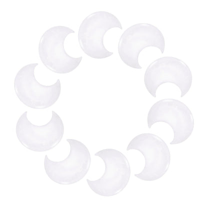 MECCANIXITY 10 Pcs Moon Crystal Worry Stone, 1.2 Inch Length Natural Clear Quartz Moon Gemstone Bulk, Carved Pocket Stones for Meditation Balancing Pendant Decor