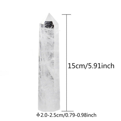 Natural Stone and Crystals Point Wand Reiki Healing Stone Rose Quartz Amethyst Home Decor Mineral Stones Crafts (5.9inch Wand White Smelting Stone)