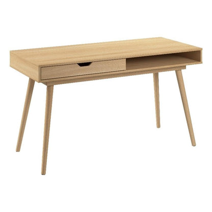 Bush Home Nora 54W Writing Desk with Storage in Natural Oak | Large Wooden Computer Table for Home Office, Study Room, or Entryway