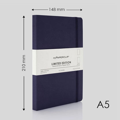 myPAPERCLIP Limited Edition A5 Plain Notebook | 192 Pages, 100 GSM, Soft Cover, A5 (5.83 × 8.27 in) | Flat Lay | Bookmark & Elastic Closure | Aubergine