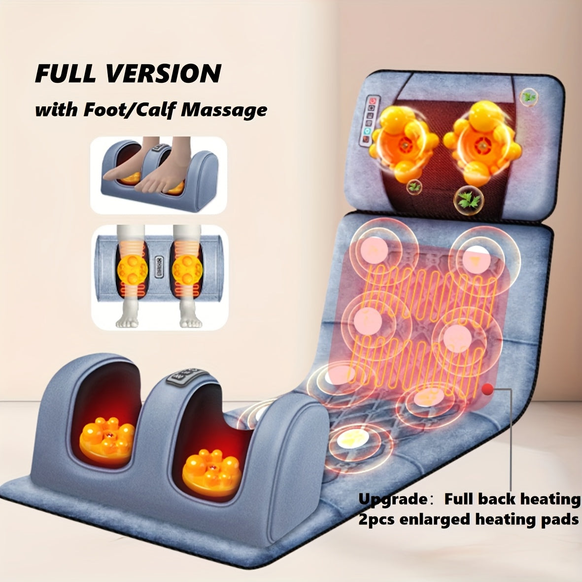 Full Body Massage Pad, 10-zone Wave Vibration, Kneading Massage Pillow, Foot Calf Massage, Back Hot Compress, Storage Bag Included. Mother's Day Gift, Fathers Day Gif