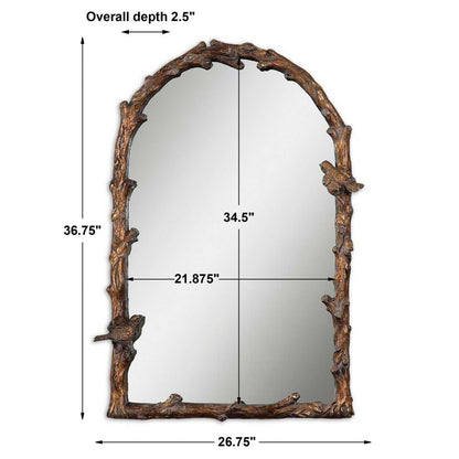 Uttermost Paza Gold 26" x 37" Songbirds Arch Wall Mirror