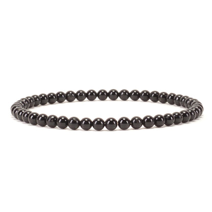 Cherry Tree Collection - Small, Medium, Large Sizes - Gemstone Beaded Bracelets For Women and Men - 4mm Round Beads (Black Obsidian, Medium)