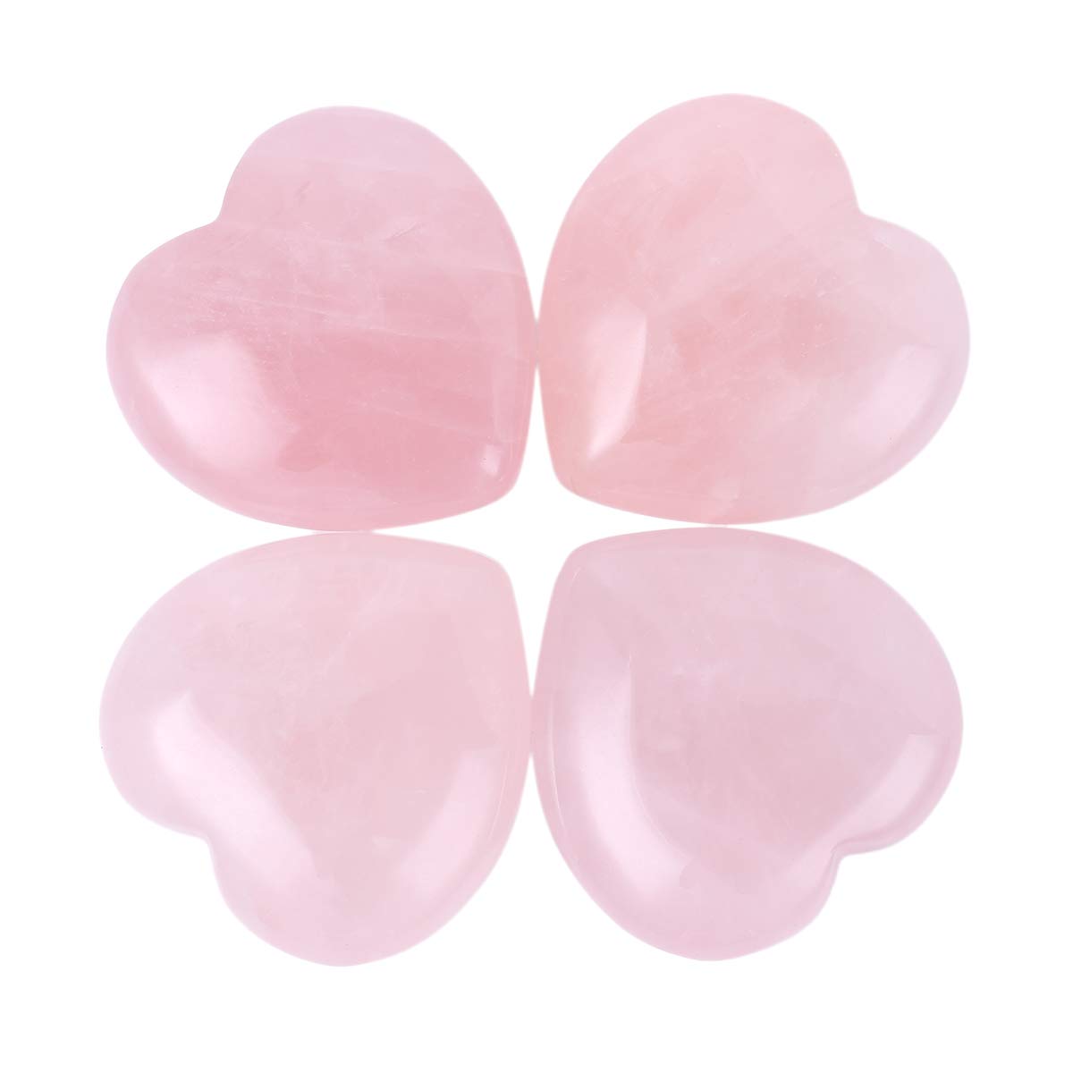 Loveliome 4 Pcs Natural Rose Quartz Love Heart Palm Stone Reiki Balancing Worry Stone(1 Inch)