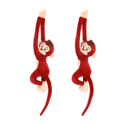 zhidiloveyou 2PCS Hanging Monkey Stuffed Animals Plush Cute Red Monkey Toy for Kids, 27.6"