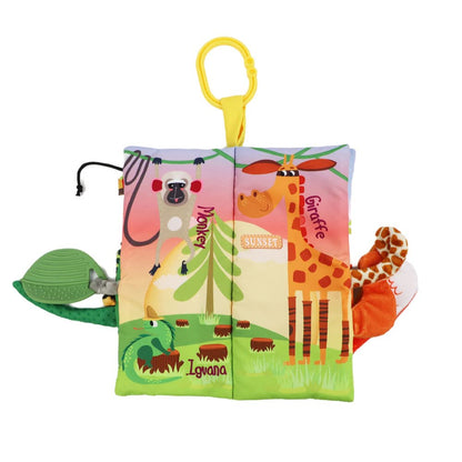 bebe mondo Jungle Baby Stroller Toys,Baby Books 0-6 Months,Touch and Feel Crinkle Cloth Books for Babies Infant Newborn Toys 0-3-6-12-18 Months, Interactive,Shower Gifts for Boys Girls
