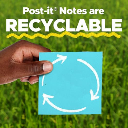 Post-it Super Sticky Notes, 24 Sticky Note Pads, 3 x 3 in., School Supplies, Office Products, Sticky Notes for Vertical Surfaces, Monitors, Walls and Windows, Energy Boost Collection