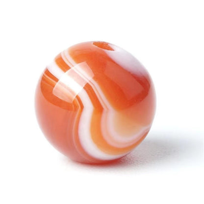 100Pcs Natural Stone 8mm Red Striped Agate Round Loose Gemstone Energy Healing Beads Hole Size 1mm DIY Smooth Beads for Bracelet Necklace Earrings Jewelry Making