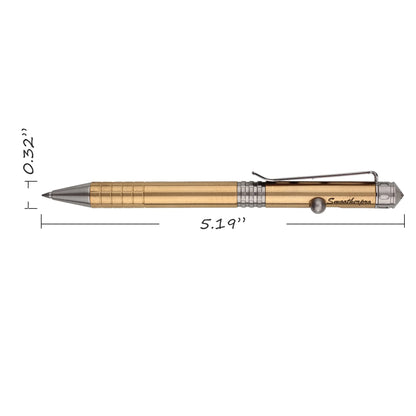 SMOOTHERPRO Solid Brass Bolt Action Pen Shorty Size Compatible with Parker Refill Stainless Steel Clip Medium Weight for Tremor Parkinson Arthritic Signature and Gift (SPR138)