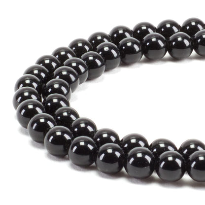 Cherry Tree Collection | 100PCS 6mm Black Obsidian Gemstone Round Beads for Jewelry Making | Includes Storage Box, Elastic String, and Needles