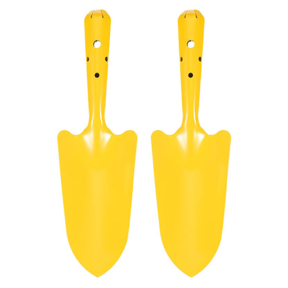 HARFINGTON 2pcs Mini Colorful Metal Hand Shovel 11" x 3" Digging Trowel Set Transplanting Garden Tools for Flower Soil Digging Planting Weeding Transplanting Garden, Yellow