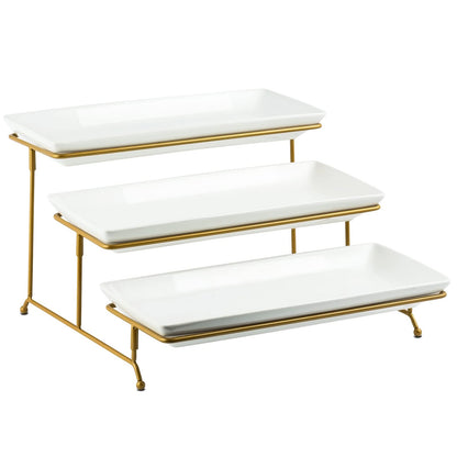 YHOSSEUN 3 Tier Serving Tray for Party, Tiered Serving Platters and Trays, 14 Inch Tiered Tray Stand, Dessert Stand, Serving Stand, Dessert Table Display Set with Collapsible Sturdier Metal Rack