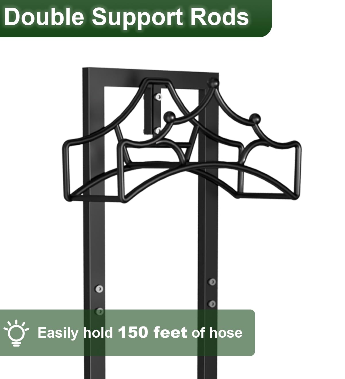 Garbuildman Garden Hose Holder with 4 Spikes, Freestanding Metal Hose Stand for Outdoor Garden, Detachable Hose Storage Rack for Lawn & Yard, Crown Black