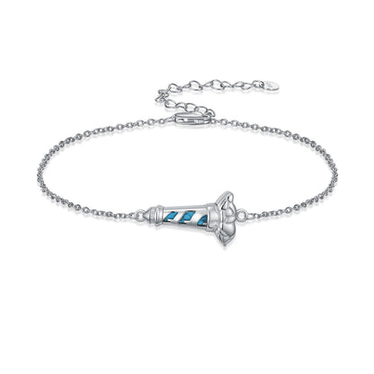 PEIMKO 925 Sterling Silver Turquoise Exquisite Lighthouse Bracelet Boho Style Bracelet Jewelry Gifts for Women Mother