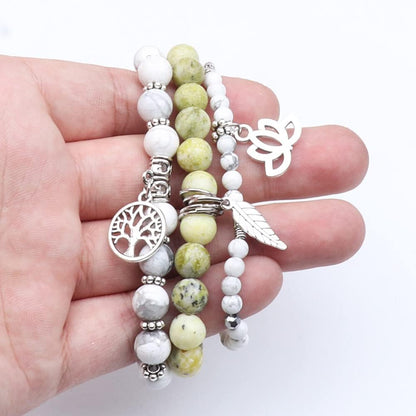 UEUC Tree of Life Yoga Healing Stone Bracelets,Multilayer Lotus Chakra Stone Reiki Bracelet Sets,Anxiety Crystal Natural Stone,for Women Stress Relief(#168)
