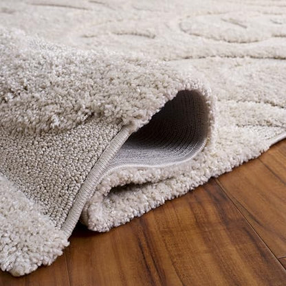 SAFAVIEH Florida Shag Collection Accent Rug - 3'3" x 5'3", Creme & Creme, Non-Shedding & Easy Care, 1.2-inch Thick Ideal for High Traffic Areas in Foyer, Living Room, Bedroom (SG468-1111)