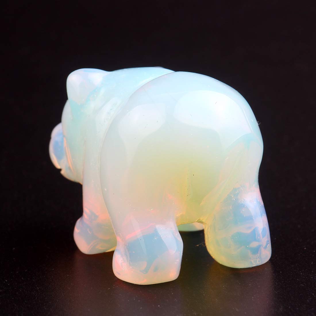 Natural 1.5inches Opalite Opal Bear Beads Semi Stone Carved Statue Chakra Healing Reiki Crafts (Opalite)