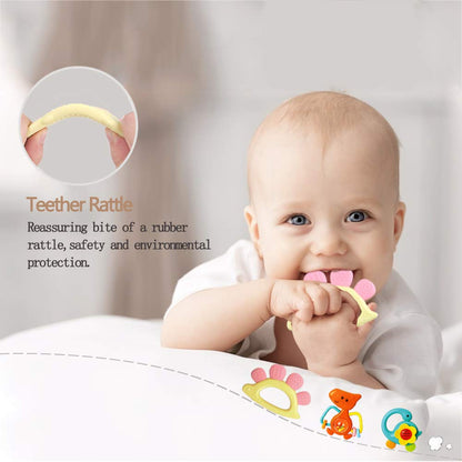 Yiosion Baby Rattles Sets Teether, Shaker, Grab and Spin Rattle, Musical Toy Set, Early Educational Toys Gifts for 3, 6, 9, 12 Month Baby Infant, Newborn