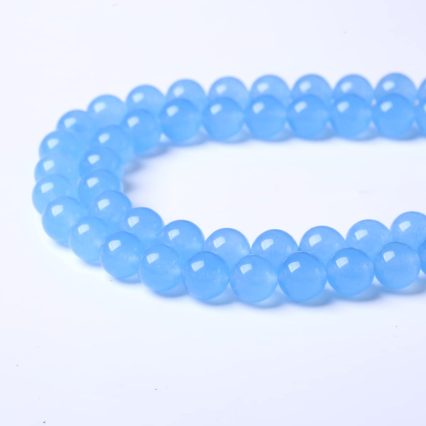 36PCS 10MM Natural Aquamarine Chalcedony Stone Beads Energy Healing Beads for DIY Jewelry Bracelet Necklace Making for Jewelry Making15Inch