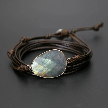 ZOSOJONA Women Wrap Bracelet Boho Natural Jasper Crystal Stone Beads Strand Bracelets