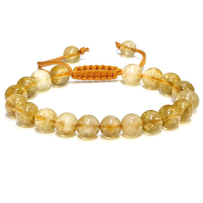 ANAYA AGATE Healing Crystal Bracelet – Chic Gemstone Bracelet for Men and Women – 8mm Round Bead Bracelets for Spiritual Healing, Protection, Positive Energy - Citrine Natural