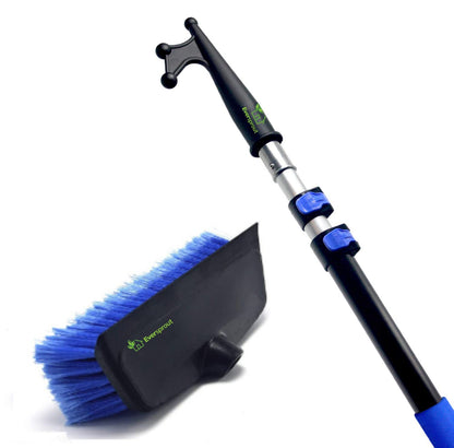 EVERSPROUT 5-to-12 Foot Boat Hook & Scrub Brush Kit (15-20 Foot Reach) | Soft-Bristle Deck Brush with Built-In Bumper Prevents Scratching | Durable Lightweight 3-Stage Extension Pole | Floating Design