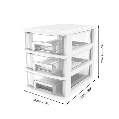 SAFIGLE 3-Layer Plastic Drawer Storage Box 11.81X9.44X6.69 Inch Portable Desktop Organizer Cabinet for Office Study Sundries Holder